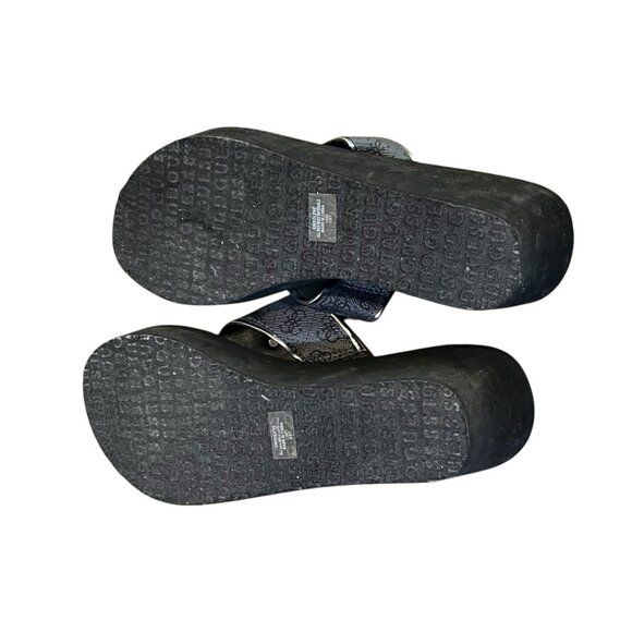 GUESS Sarraly Womens 10 M Eva Black Wedge Slip On Thong Sandals Logo - Picture 5 of 8